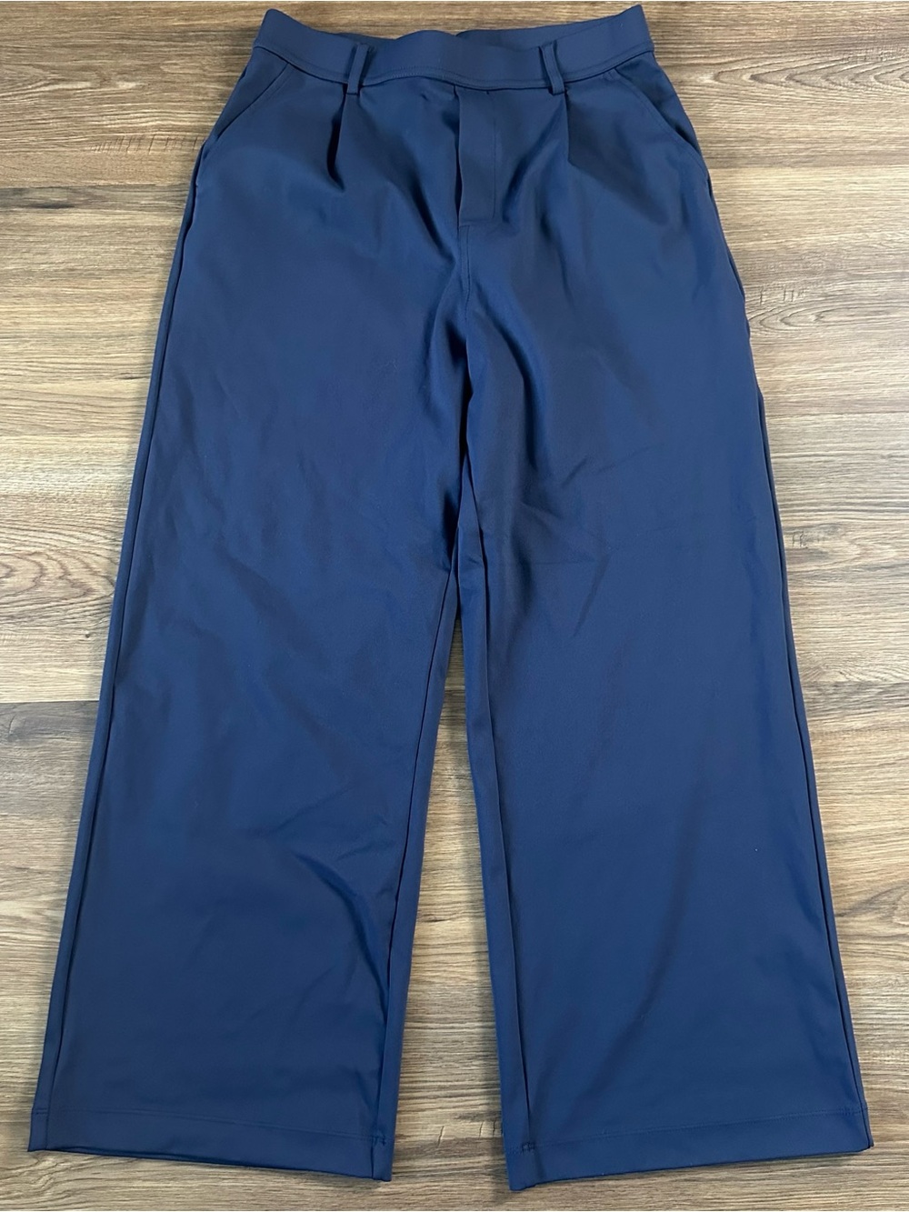 Halara Flex DayStretch High Waist Pleated Wide Leg Work Pant Medium Petite Navy